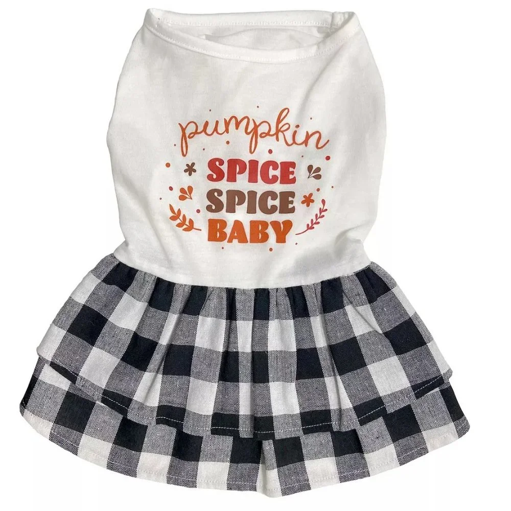 Woof Pet Apparel Pumpkin Spice Spice Baby Dog Dress Size Large NEW